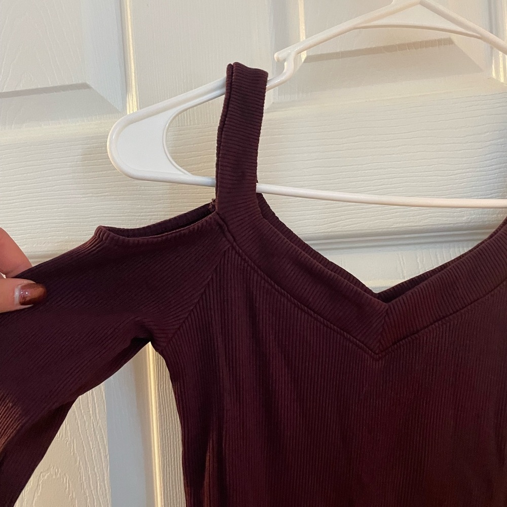 Express off the shoulder rubbed bodysuit